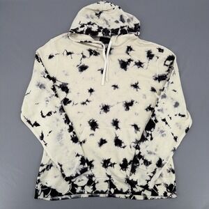 Lucky Brand Mens XL Tie Dye Hoodie Black White Pullover Sweatshirt New w/ Tags